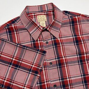 JoS. A. Bank Short Sleeve Plaid Shirt – Large, Cotton Tencel Blend